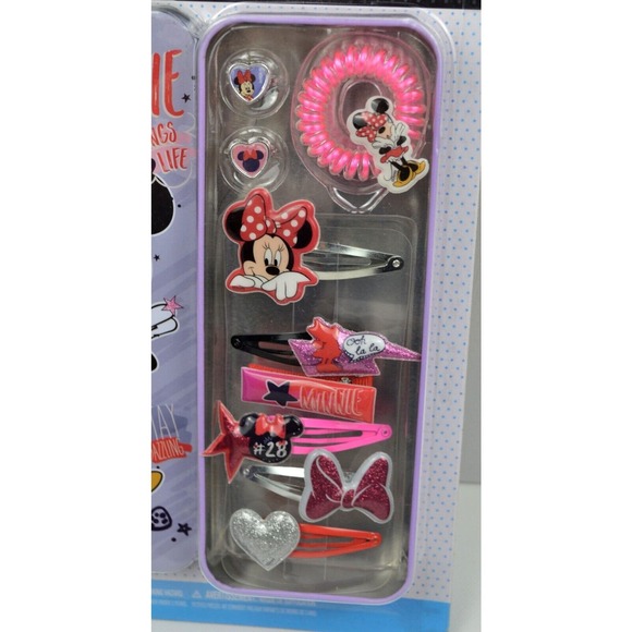 Disney Minnie Mouse Townley Girls Hair Accessories with Tin Pencil Case Gift Set - Picture 2 of 4